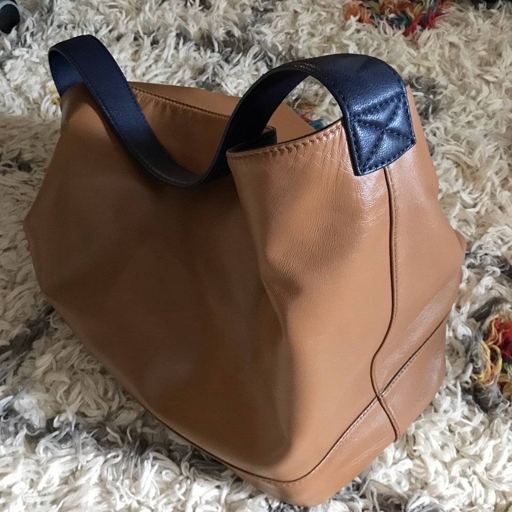 Boden Tan and Navy Hobo Bag